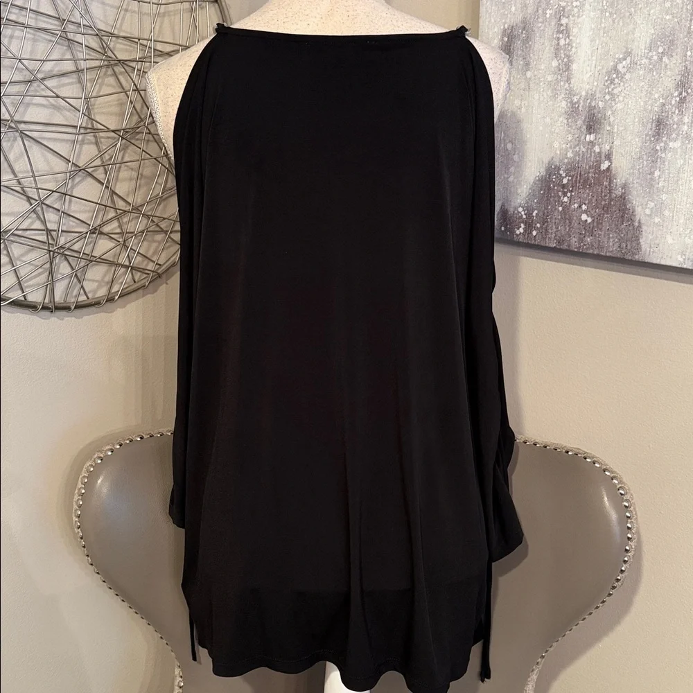 Michael Kors Black Cold-Shoulder Chain Strap Tunic size Large